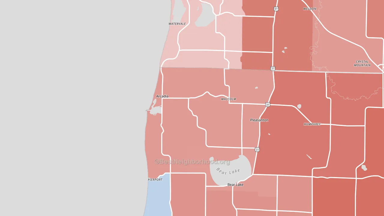 Arcadia, MI block-group political-lean map