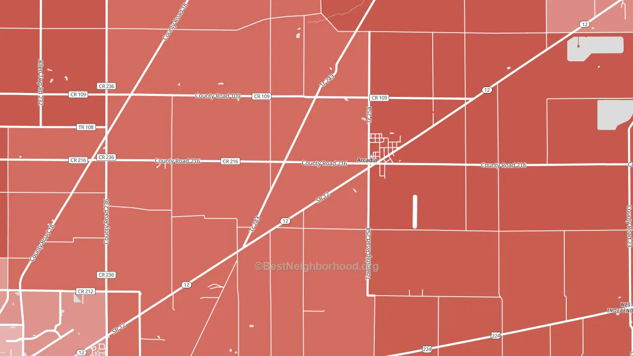 Arcadia, OH block-group political-lean map