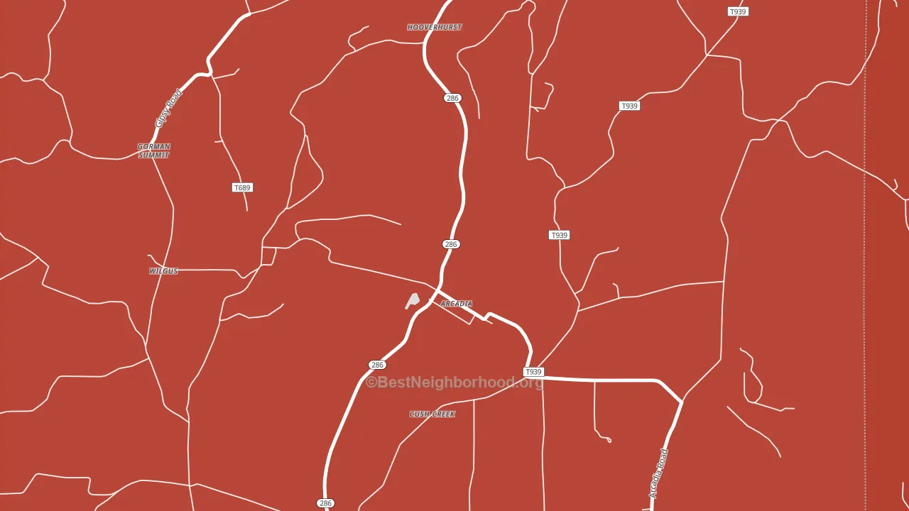 Arcadia, PA block-group political-lean map