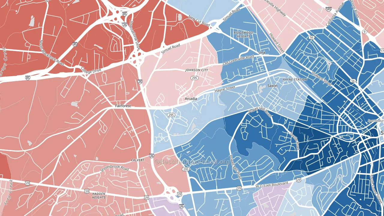 Arcadia, SC block-group political-lean map