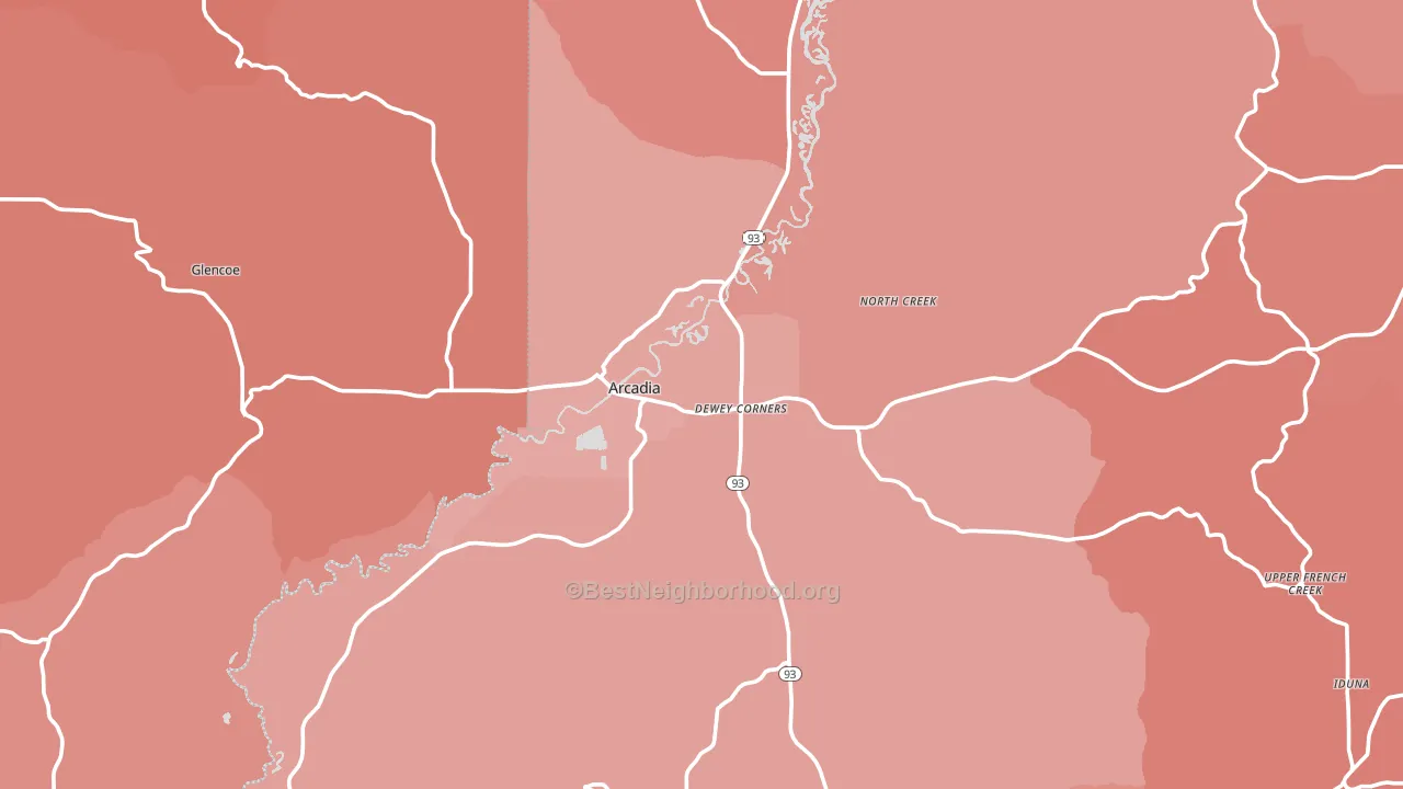 Arcadia, WI block-group political-lean map