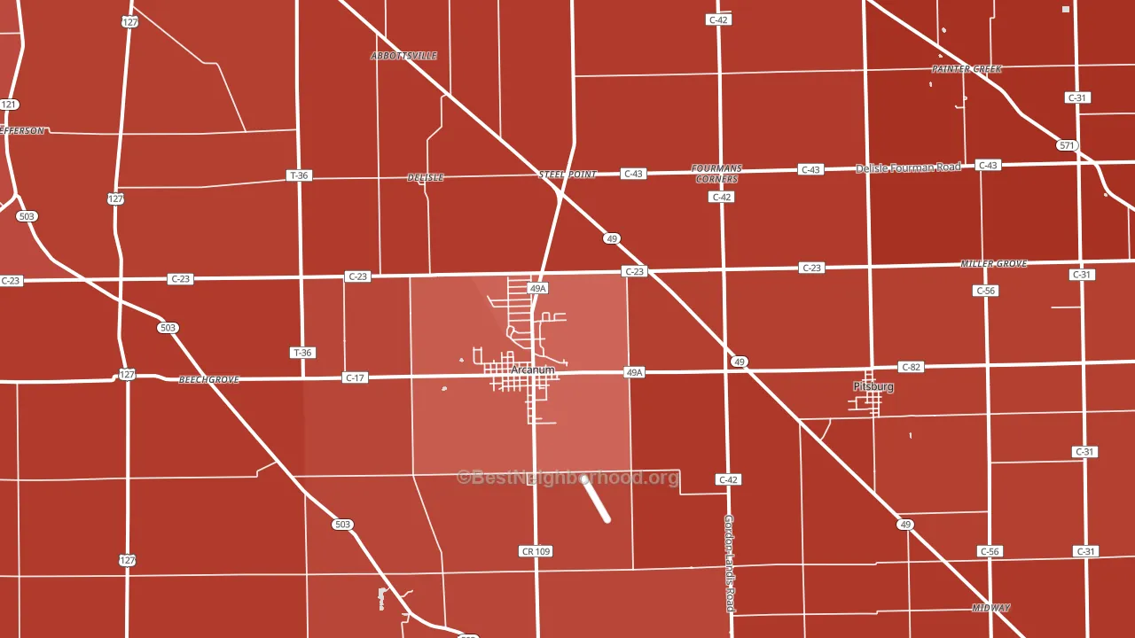 Arcanum, OH block-group political-lean map