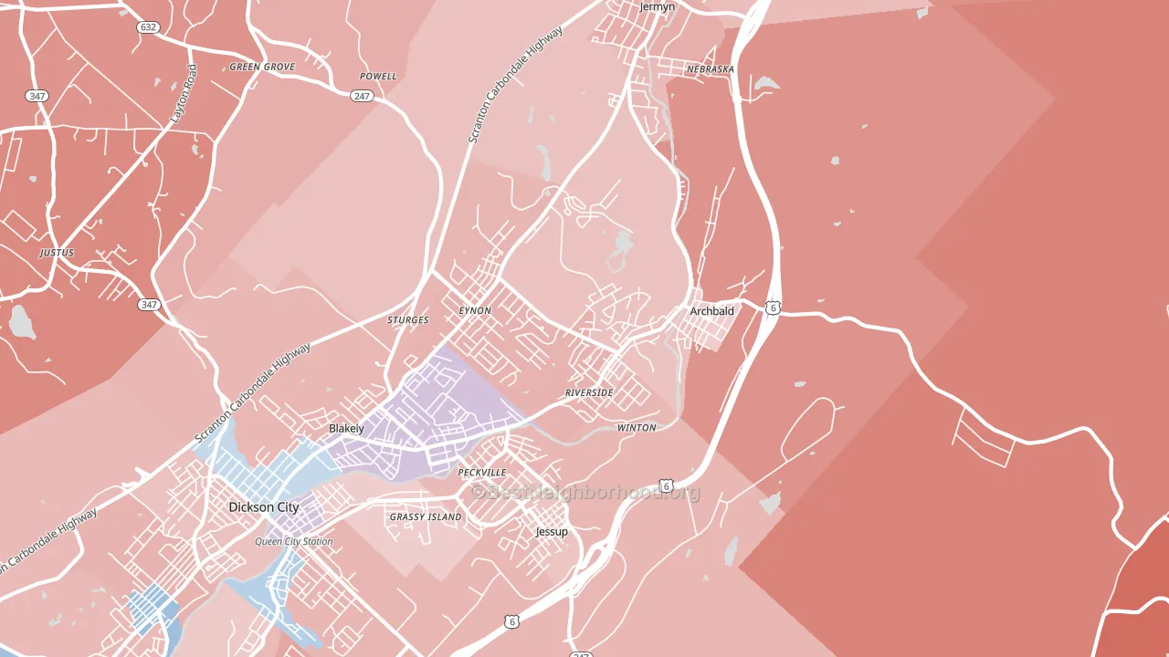 Archbald, PA block-group political-lean map