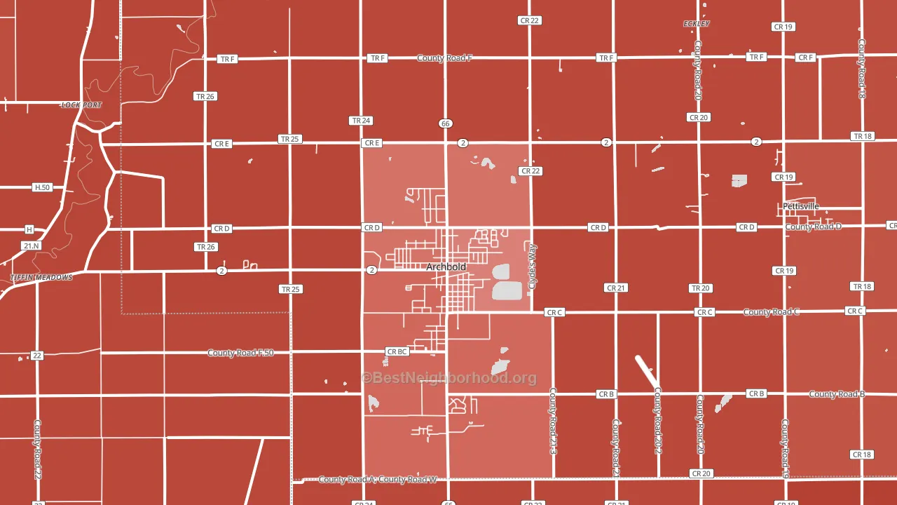 Archbold, OH block-group political-lean map