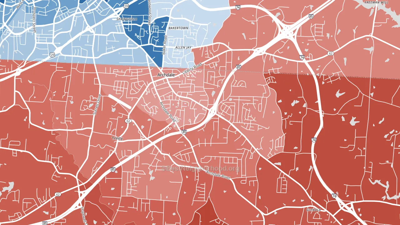 Archdale, NC block-group political-lean map