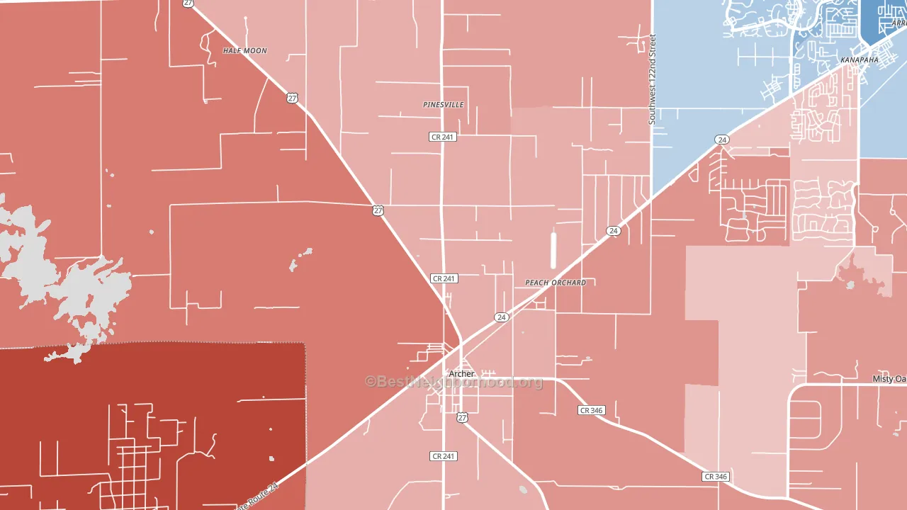 Archer, FL block-group political-lean map