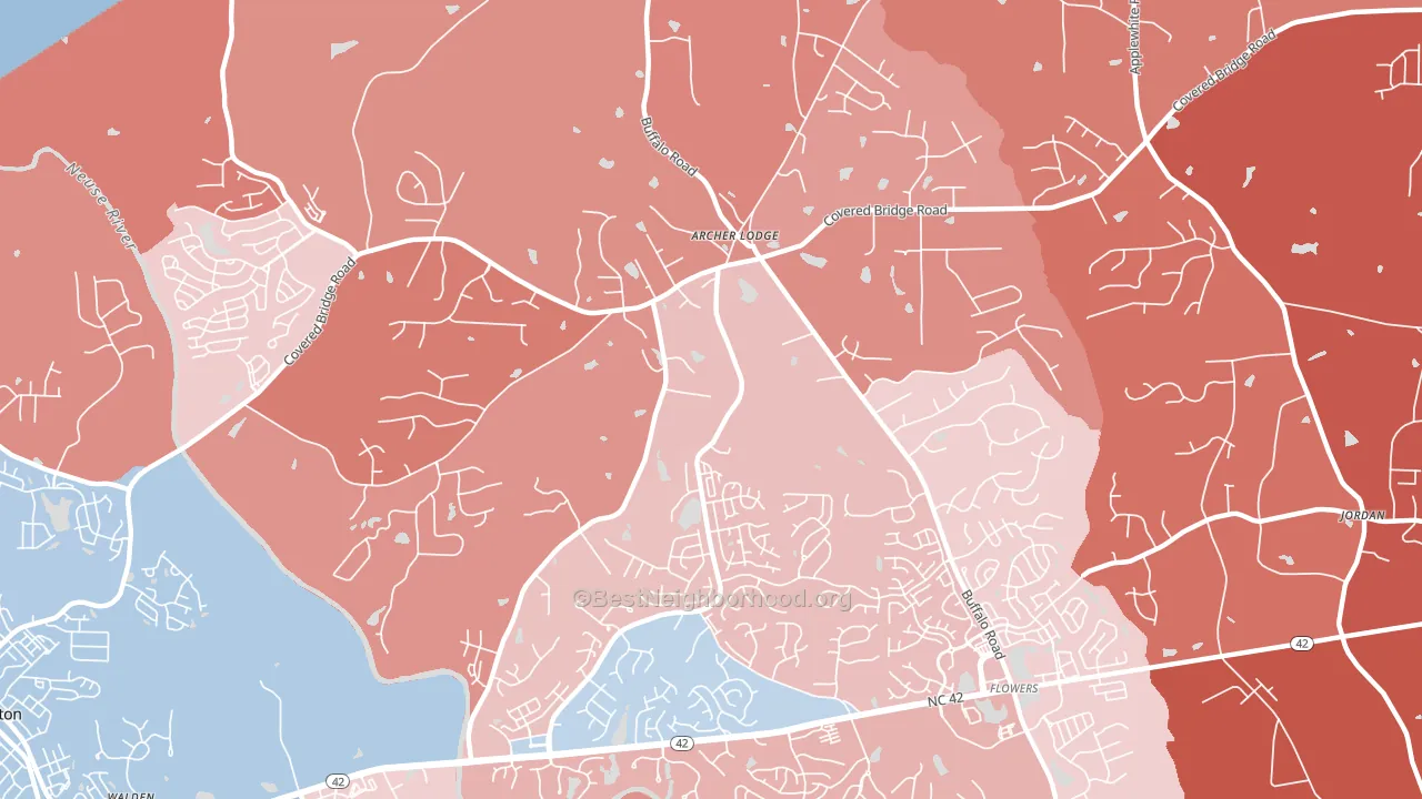 Archer Lodge, NC block-group political-lean map