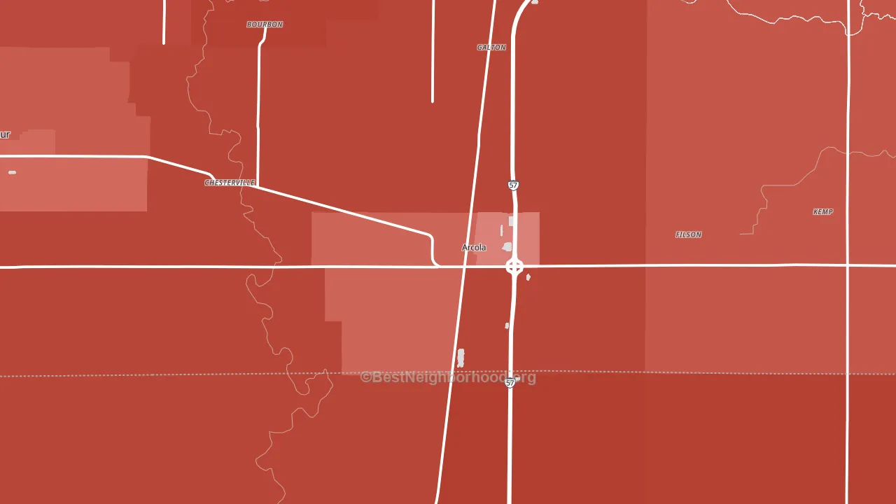 Arcola, IL block-group political-lean map