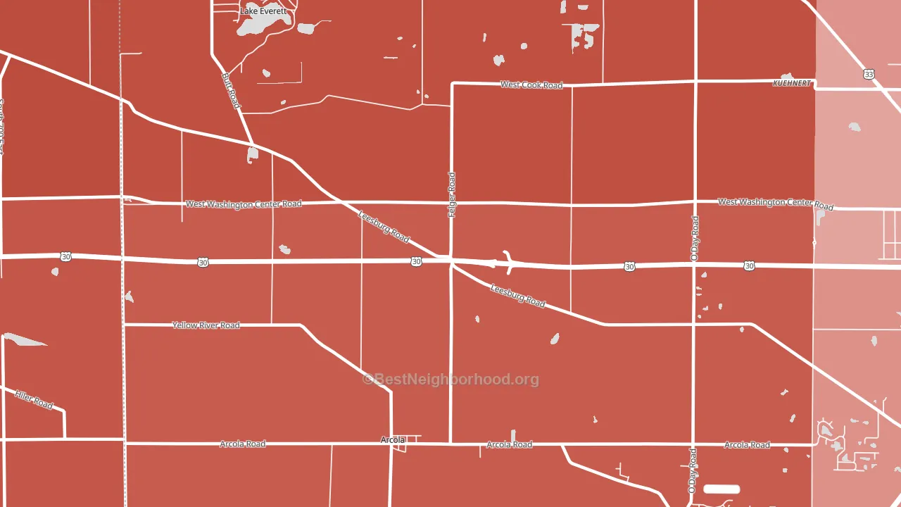 Arcola, IN block-group political-lean map