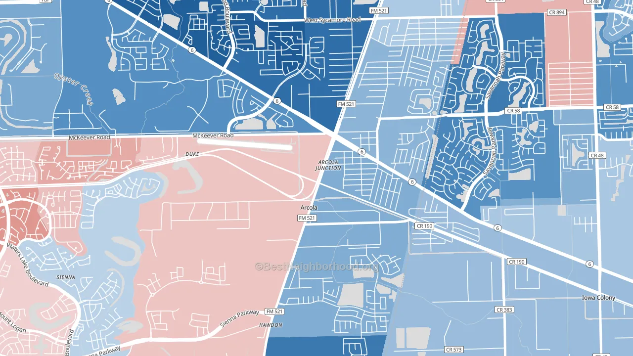 Arcola, TX block-group political-lean map