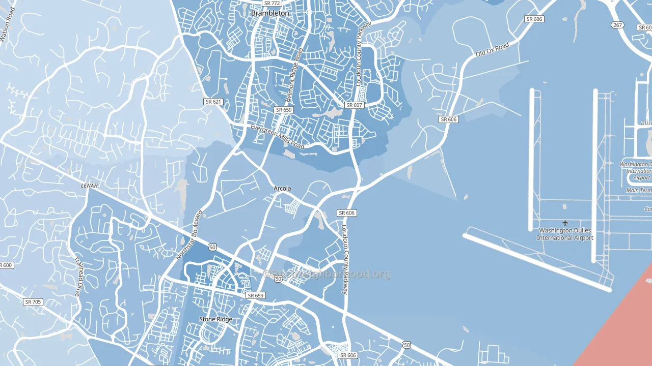 Arcola, VA block-group political-lean map