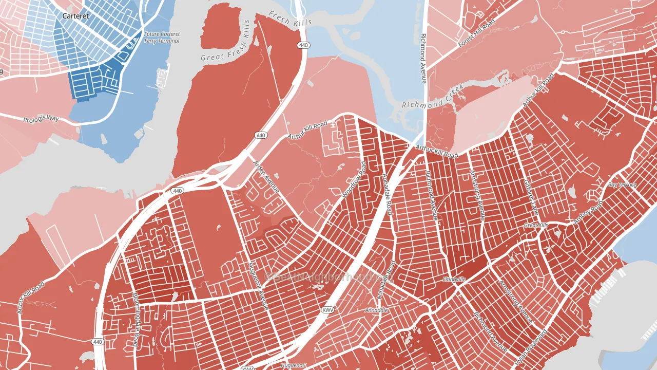 Arden Heights, Staten Island, NY block-group political-lean map