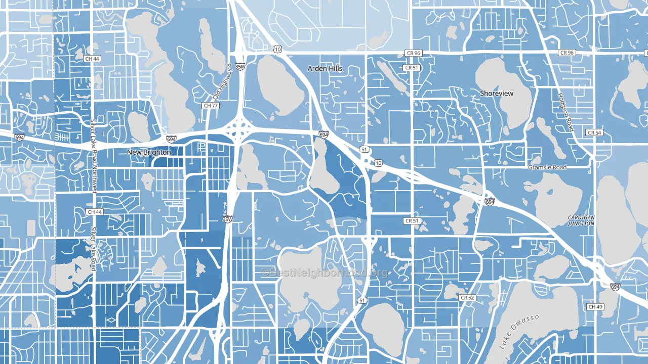 Arden Hills, MN block-group political-lean map