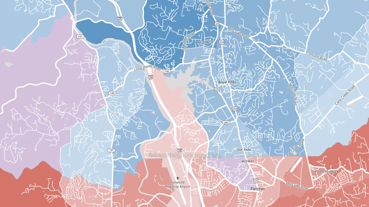 Arden, NC block-group political-lean map