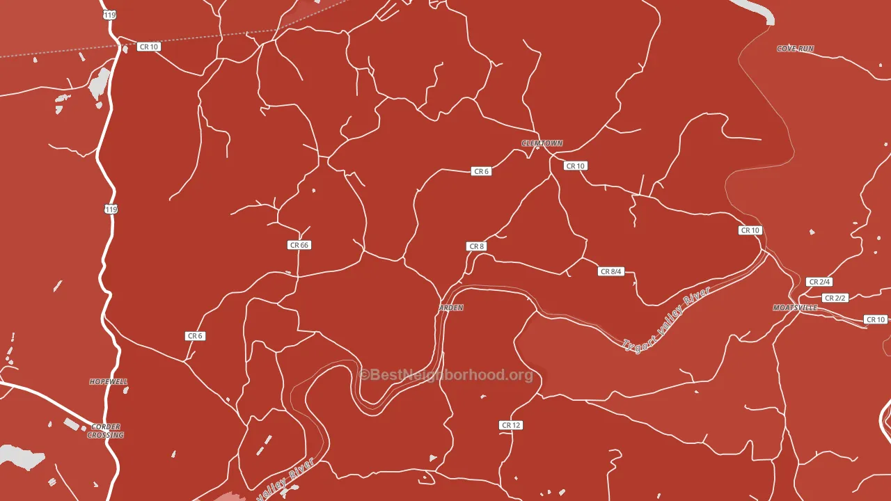 Arden, WV block-group political-lean map