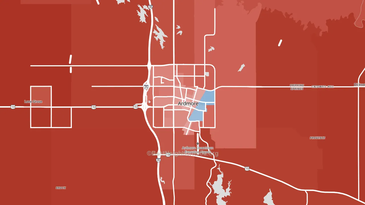Ardmore, OK block-group political-lean map
