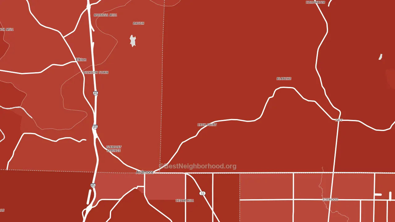 Ardmore, TN block-group political-lean map