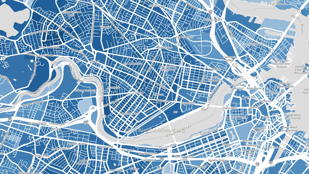 Area IV, Cambridge, MA block-group political-lean map