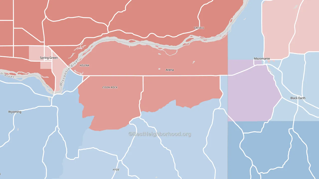 Arena, WI block-group political-lean map