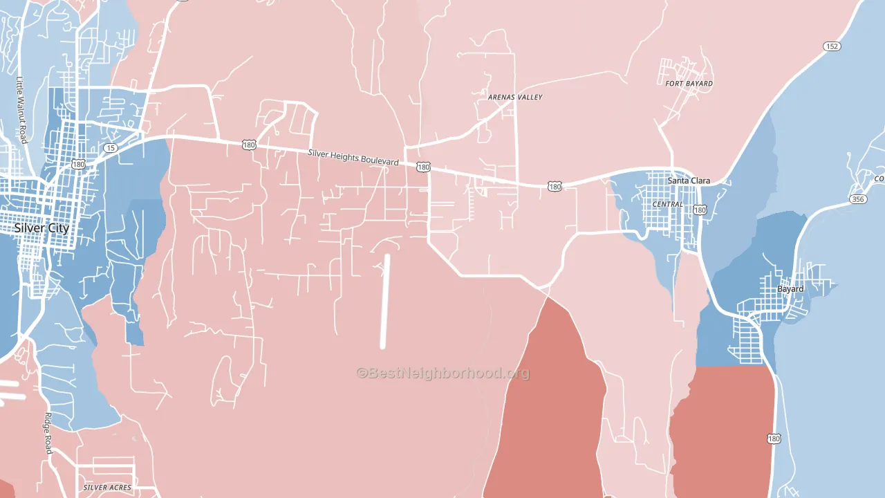 Arenas Valley, NM block-group political-lean map