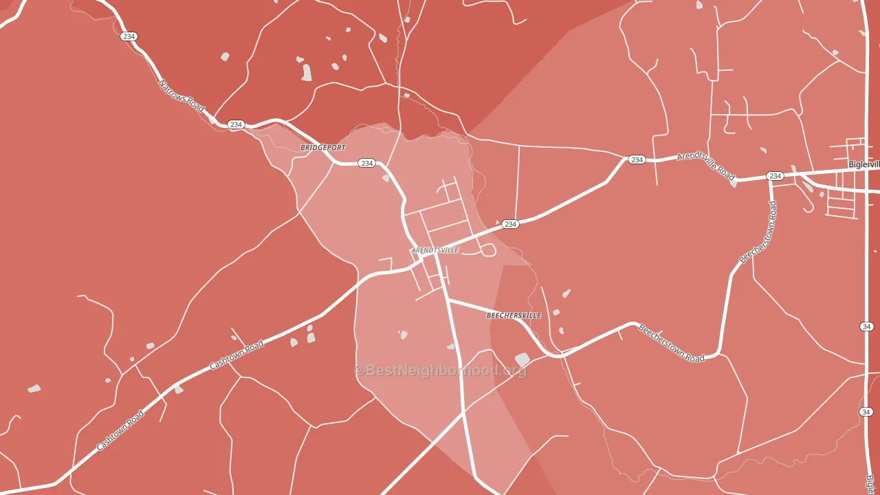 Arendtsville, PA block-group political-lean map