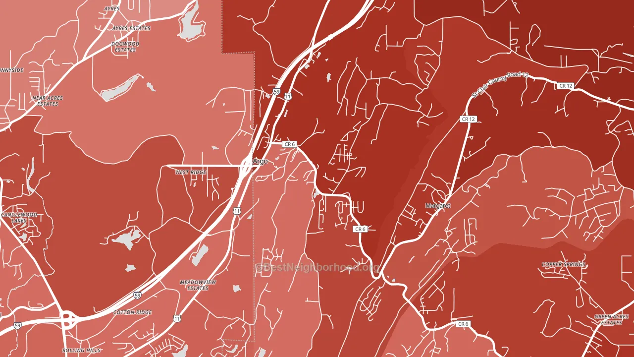 Argo, AL block-group political-lean map