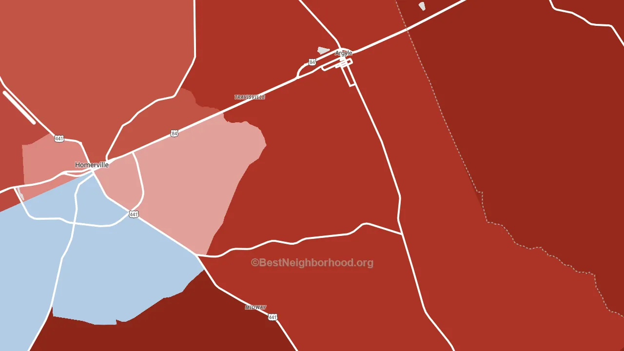 Argyle, GA block-group political-lean map