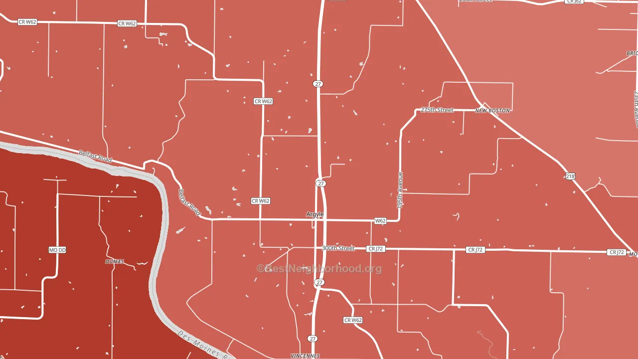 Argyle, IA block-group political-lean map