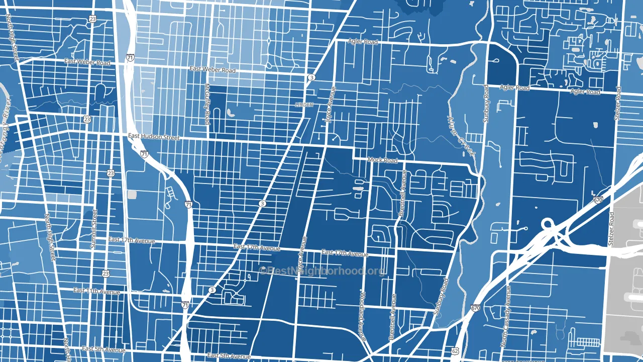 Argyle Park, Columbus, OH block-group political-lean map