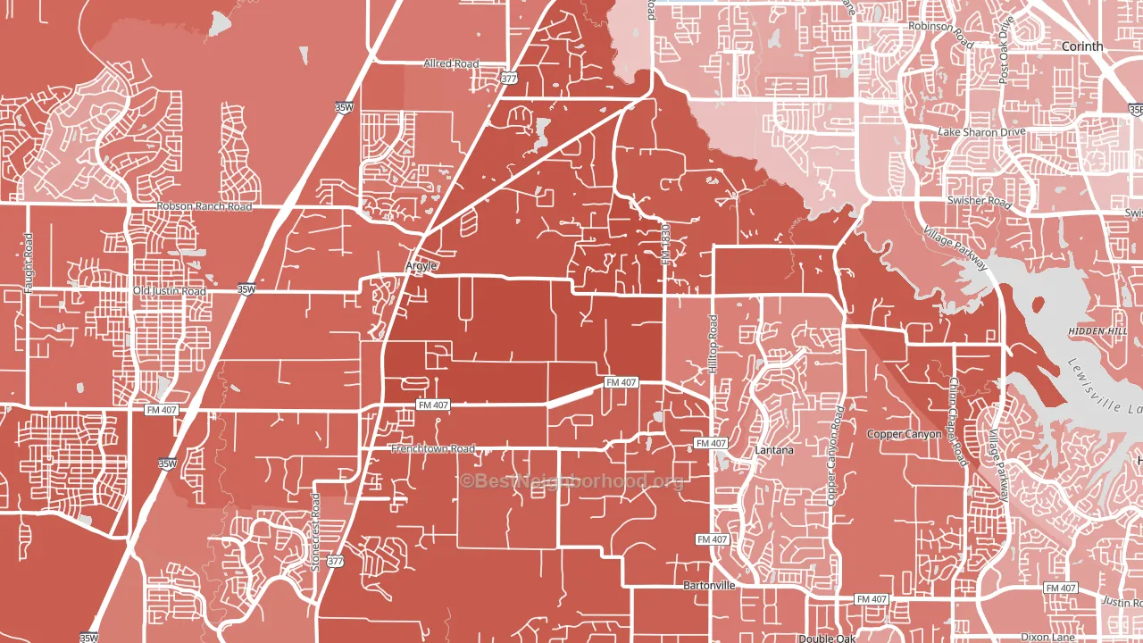 Argyle, TX block-group political-lean map