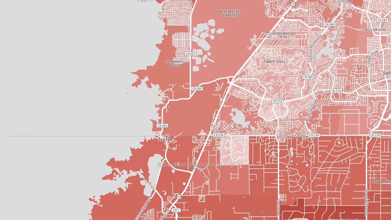 Aripeka, FL block-group political-lean map