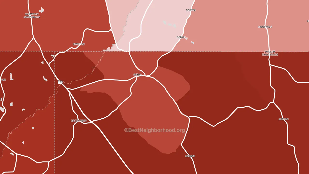 Ariton, AL block-group political-lean map