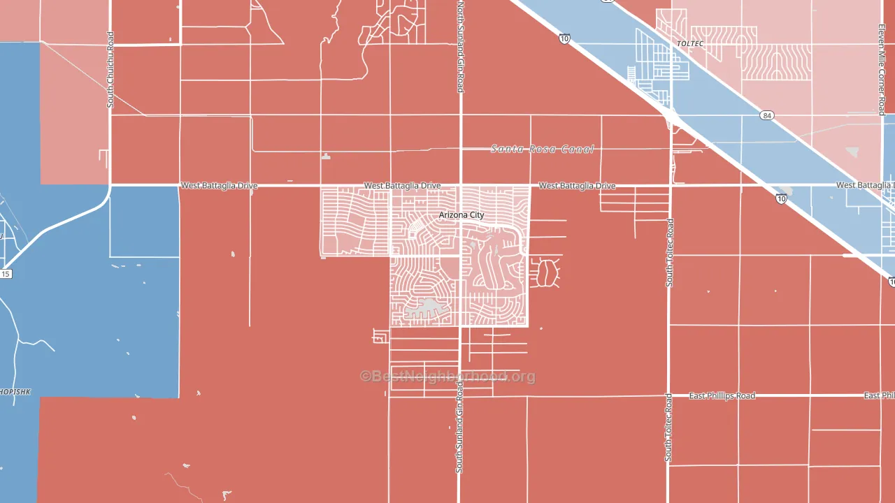 Arizona City, AZ block-group political-lean map