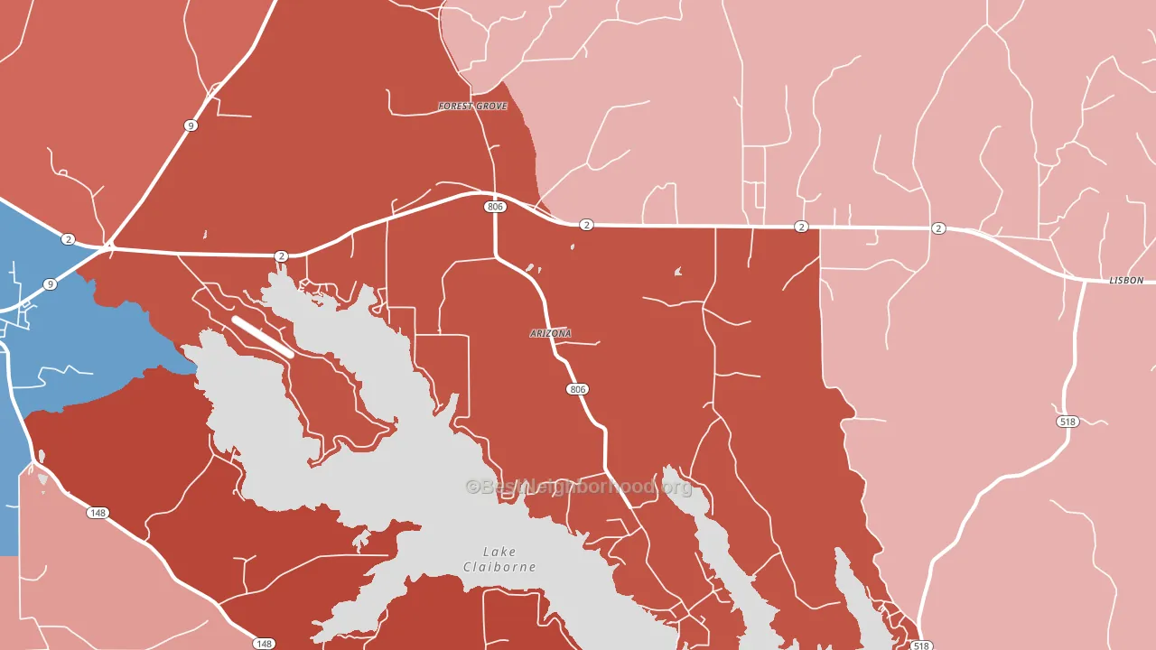 Arizona, LA block-group political-lean map