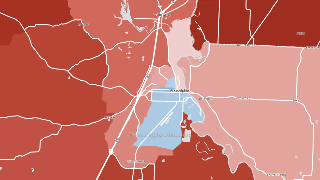 Arkadelphia, AR block-group political-lean map