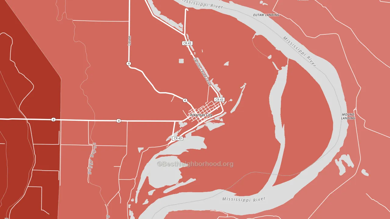 Arkansas City, AR block-group political-lean map