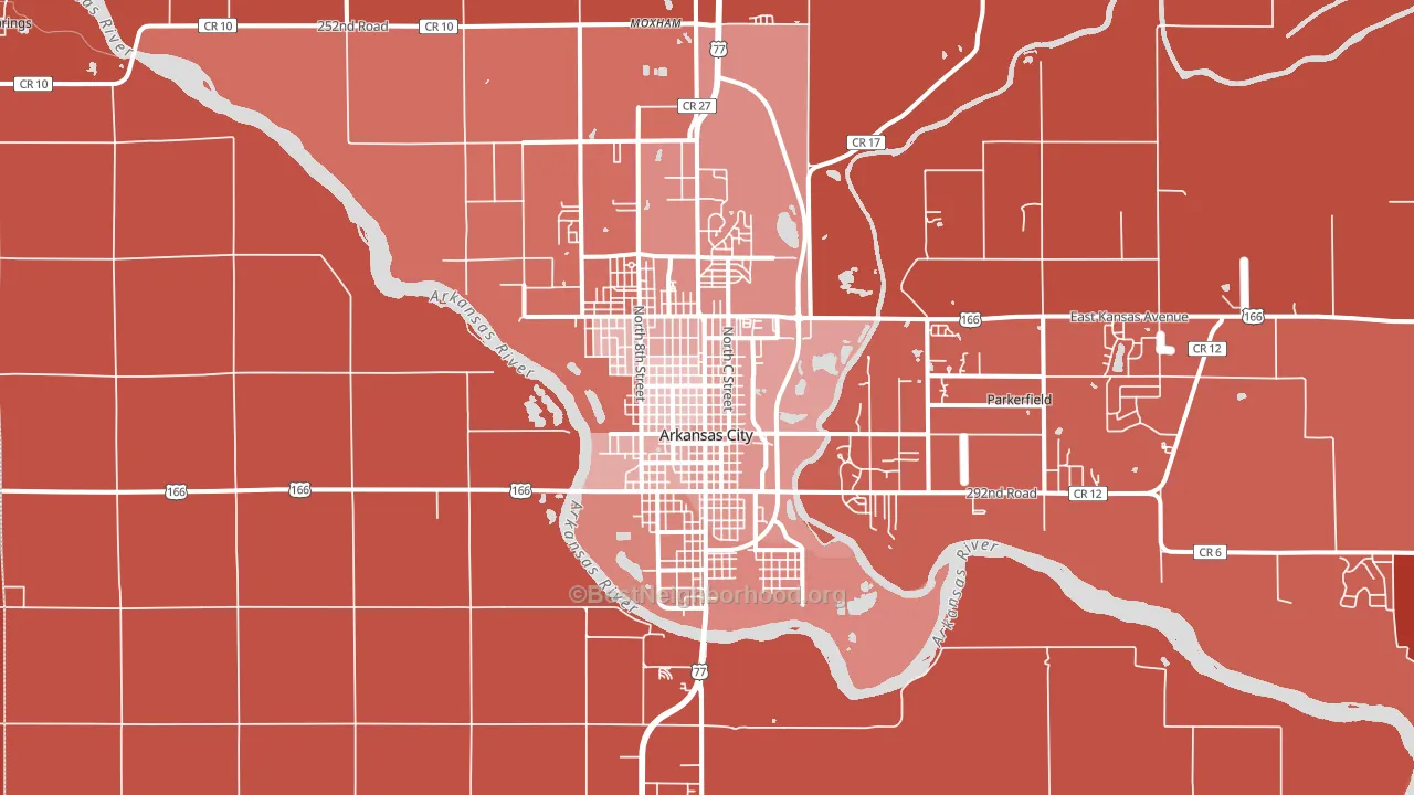 Arkansas City, KS block-group political-lean map