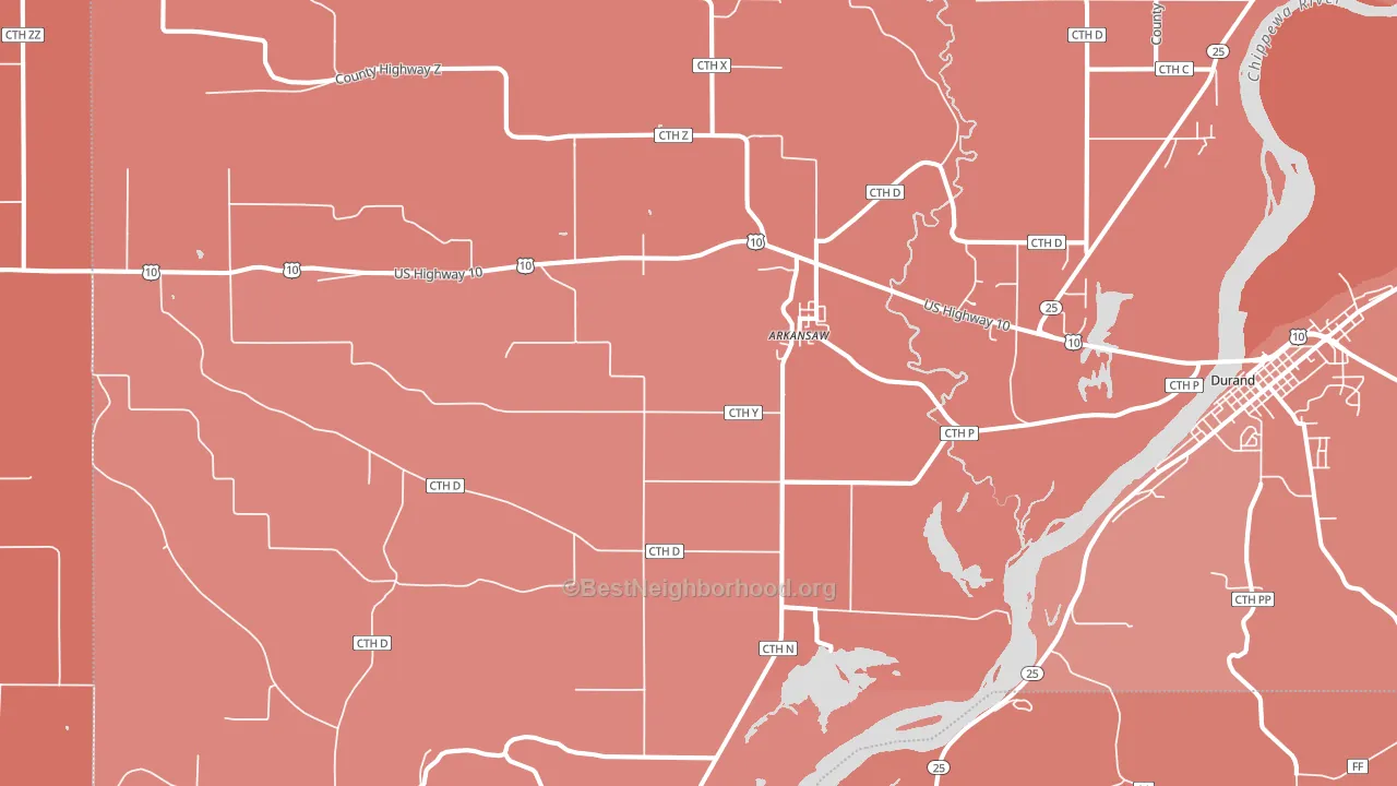 Arkansaw, WI block-group political-lean map