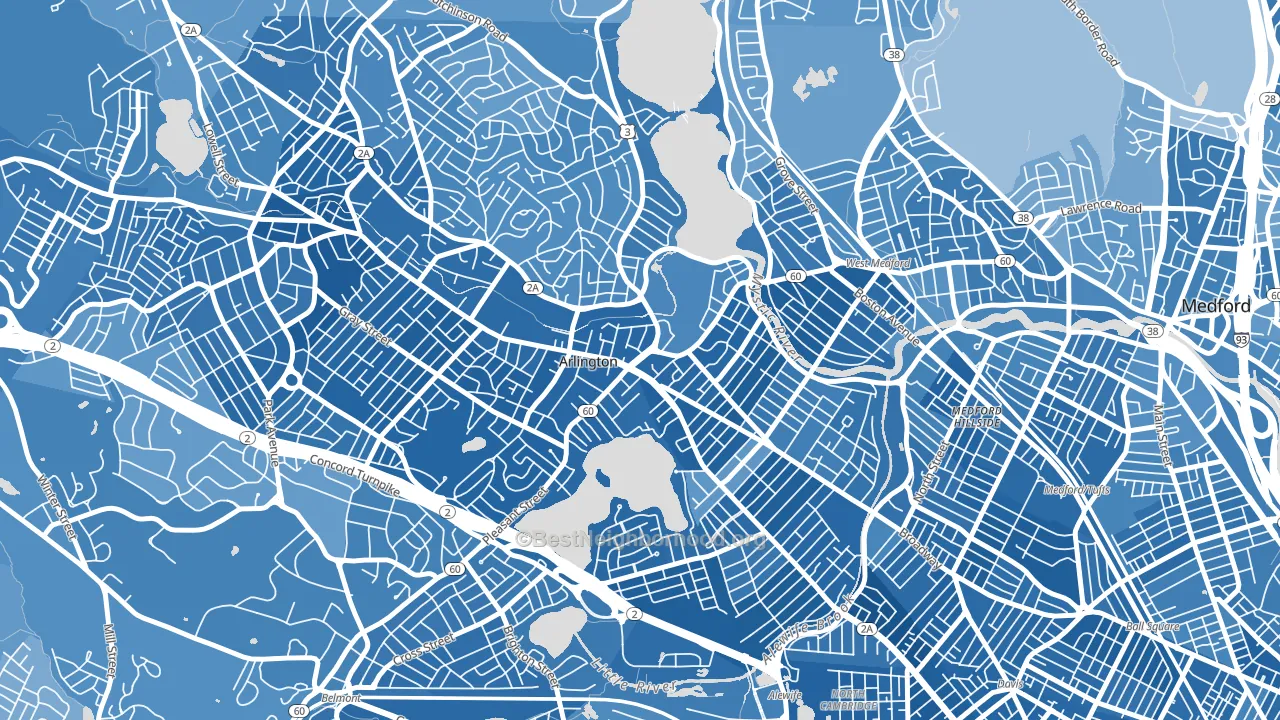 Arlington Center, Arlington, MA block-group political-lean map