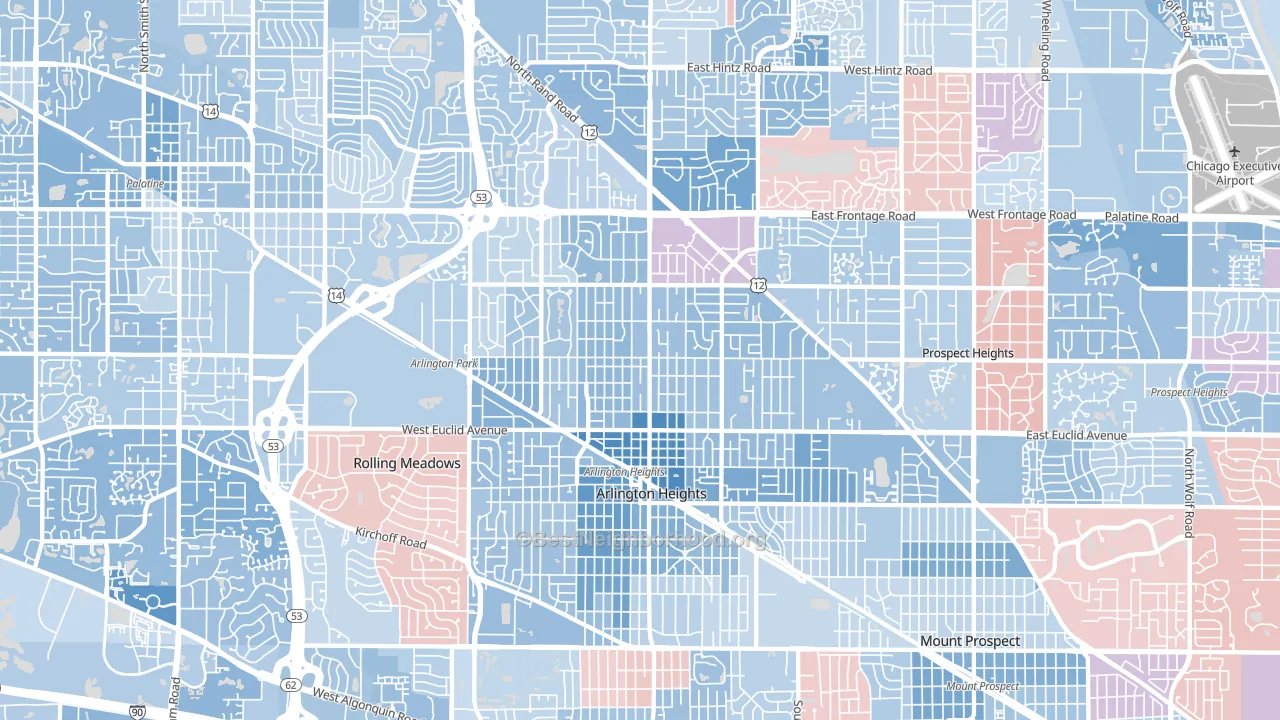Arlington Heights, IL block-group political-lean map