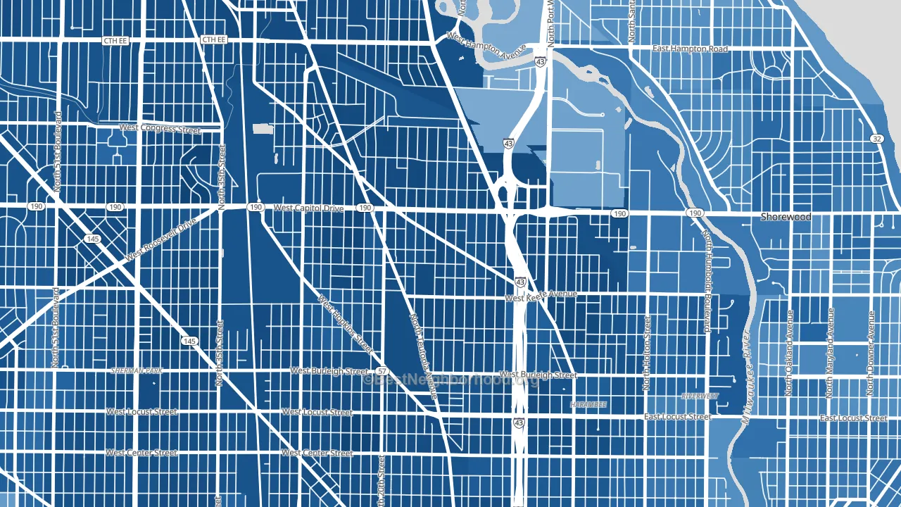 Arlington Heights, Milwaukee, WI block-group political-lean map
