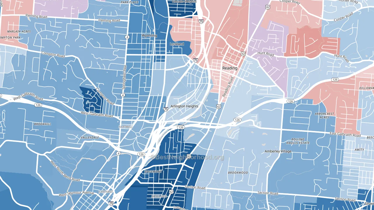 Arlington Heights, OH block-group political-lean map
