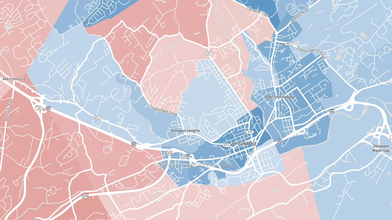 Arlington Heights, PA block-group political-lean map