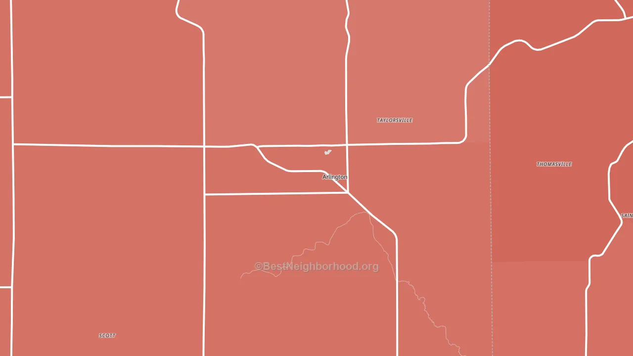 Arlington, IA block-group political-lean map