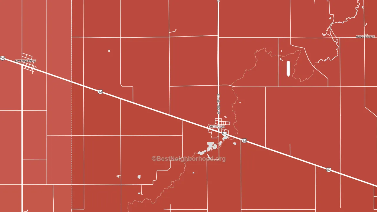Arlington, IN block-group political-lean map