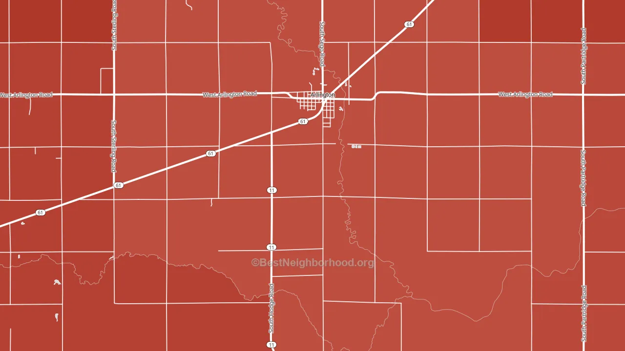 Arlington, KS block-group political-lean map