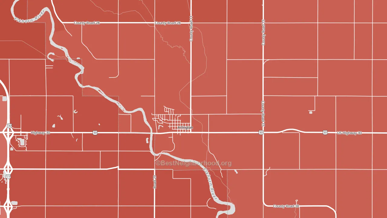 Arlington, NE block-group political-lean map