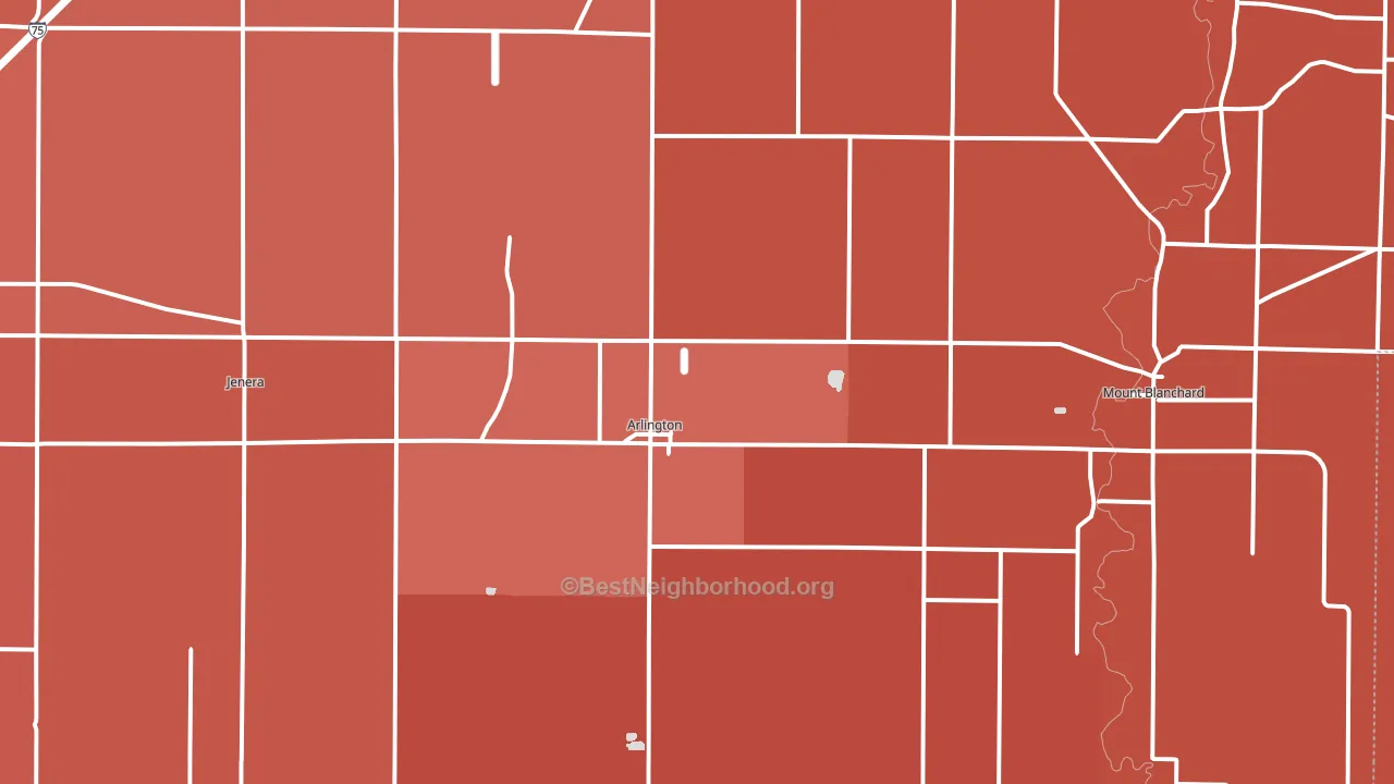 Arlington, OH block-group political-lean map