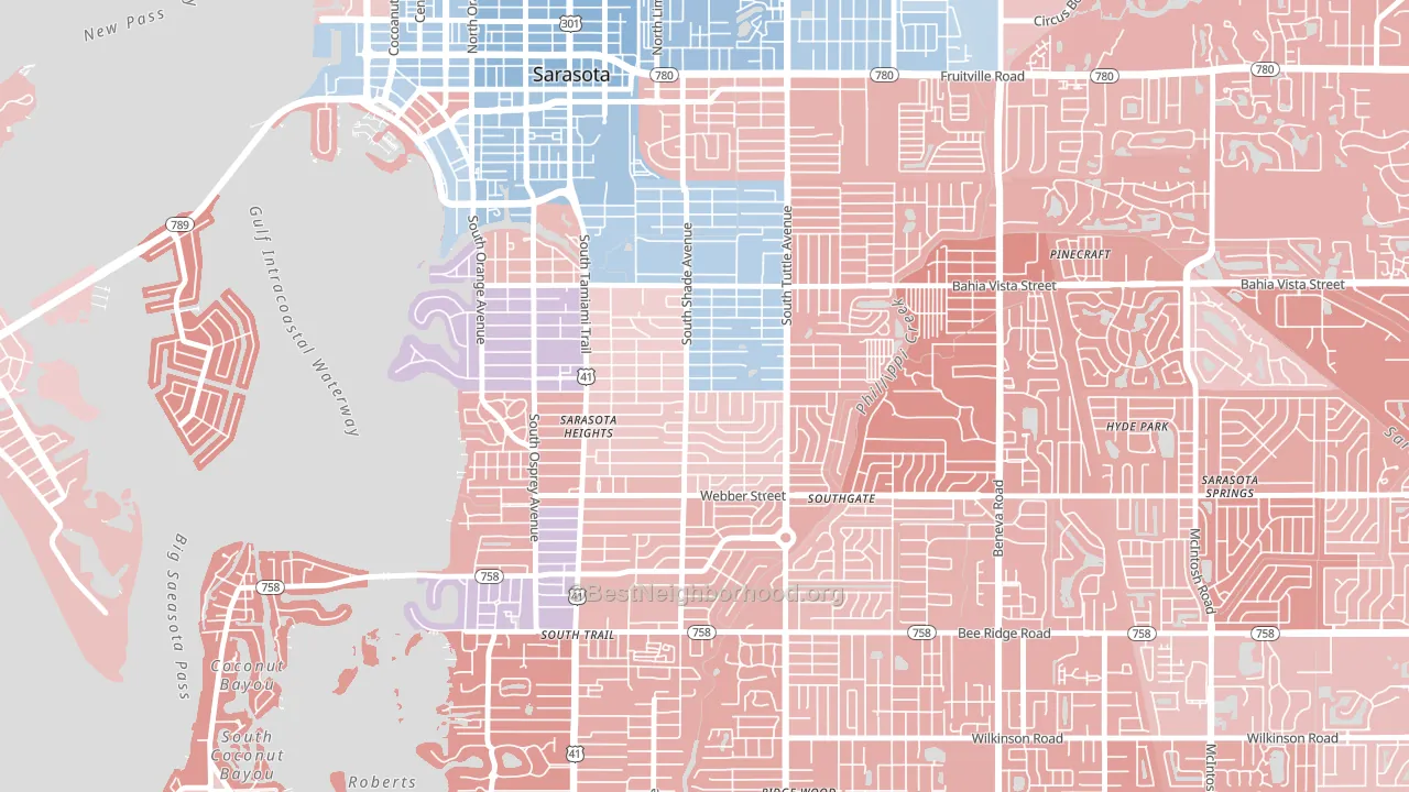 Arlington Park, Sarasota, FL block-group political-lean map