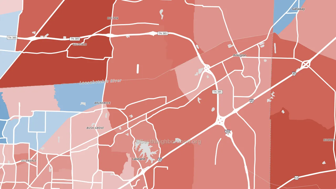 Arlington, TN block-group political-lean map